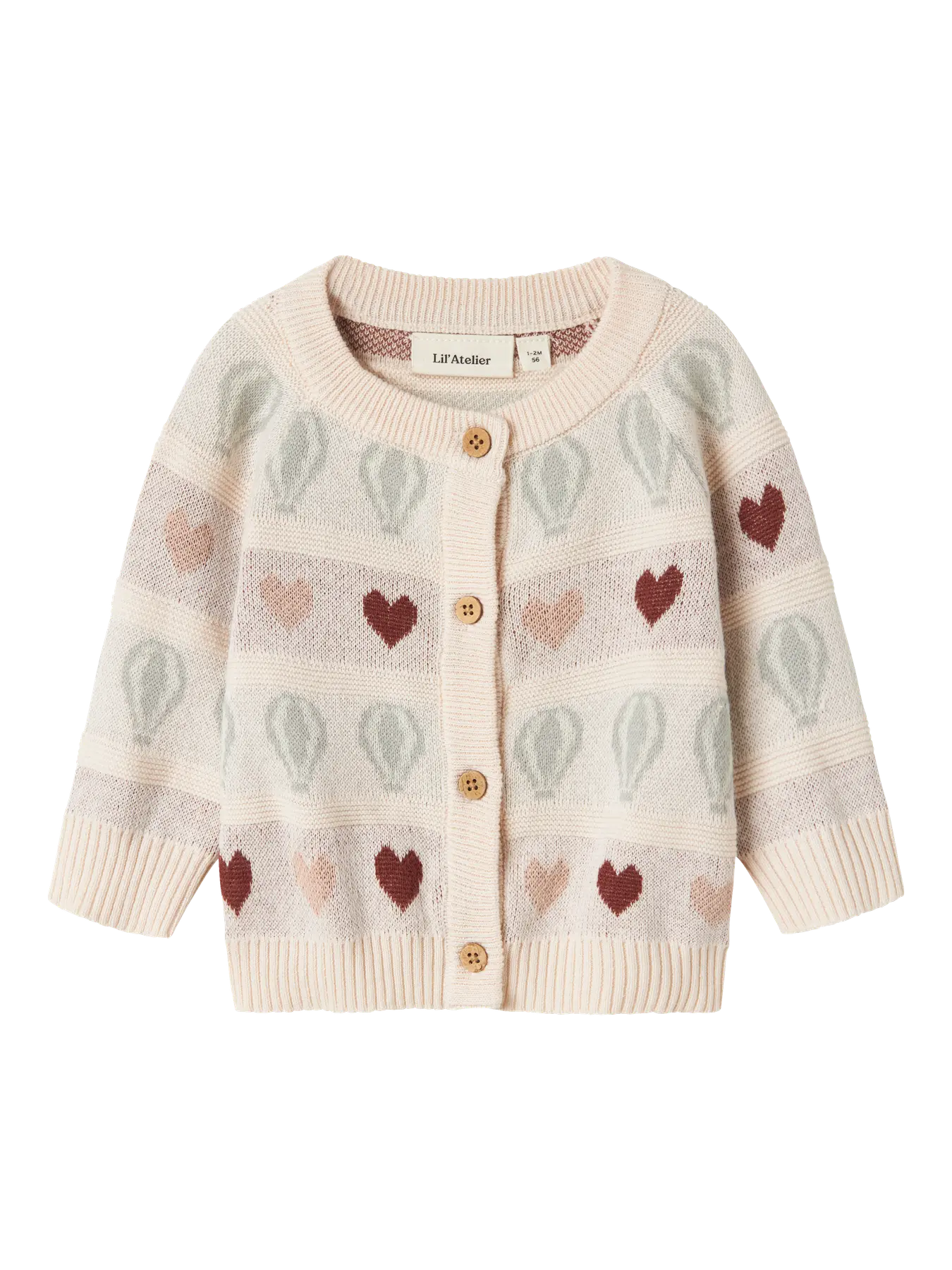 Lil Atelier - Cardigan mit Muster 'NBFLAMAI KNY LS KNIT CARD LIL- Pastel Parchment'