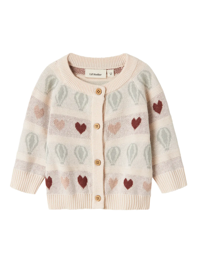 Lil Atelier - Cardigan mit Muster 'NBFLAMAI KNY LS KNIT CARD LIL- Pastel Parchment'