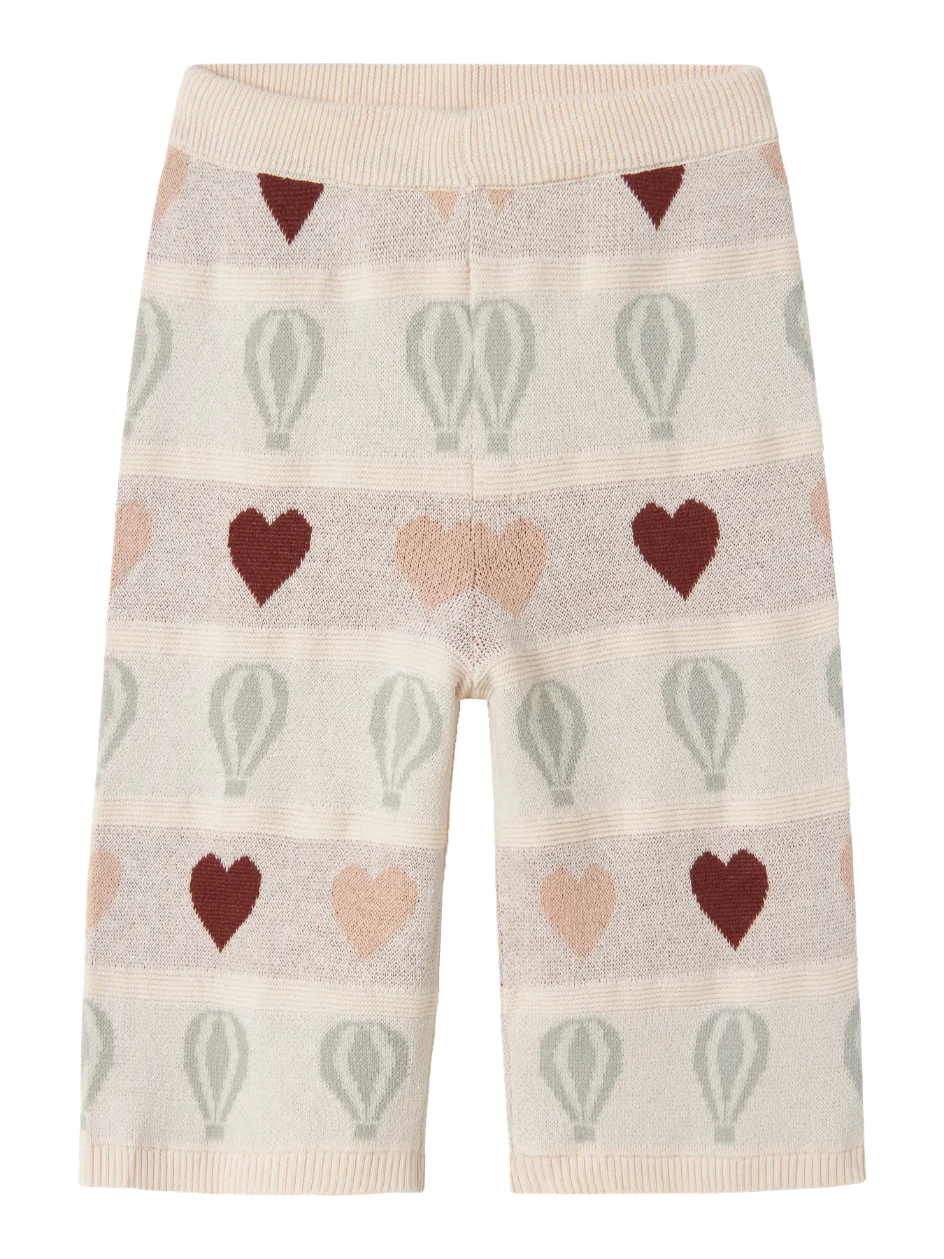 Lil Atelier - Hose mit Muster 'NMFLAMAI WIDE KNIT ANCLE PANT LIL- Pastel Parchment'