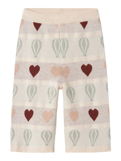 Lil Atelier - Hose mit Muster 'NMFLAMAI WIDE KNIT ANCLE PANT LIL- Pastel Parchment'