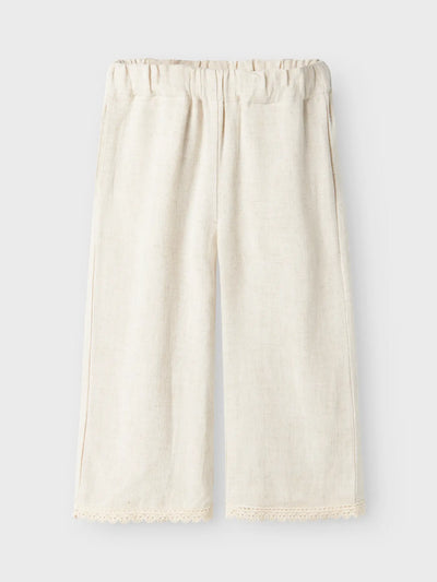 Lil Atelier -  Leinen Hose 'NMFFRIGG CROPPED PANT LIL - Pumice Stone'