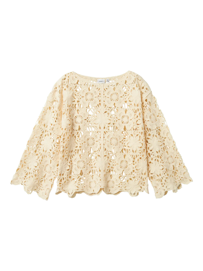 Name it - Bluse 'NKFFENRUN LS KNIT - Cloud Dancer'