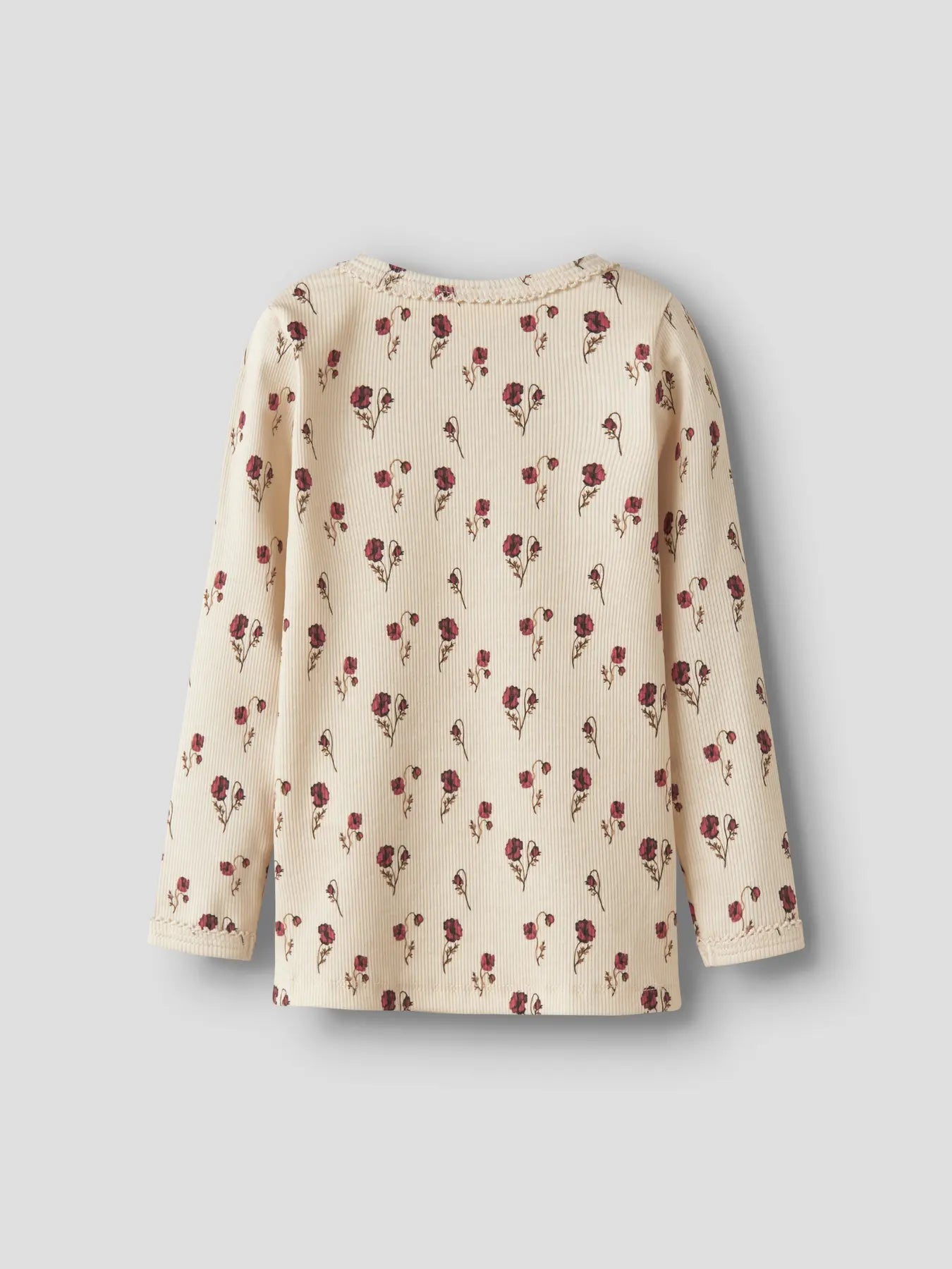 Lil Atelier - Langarmshirt mit Blumen 'NMFLAVO EGI LS SLIM TOP LIL - Turtledove'