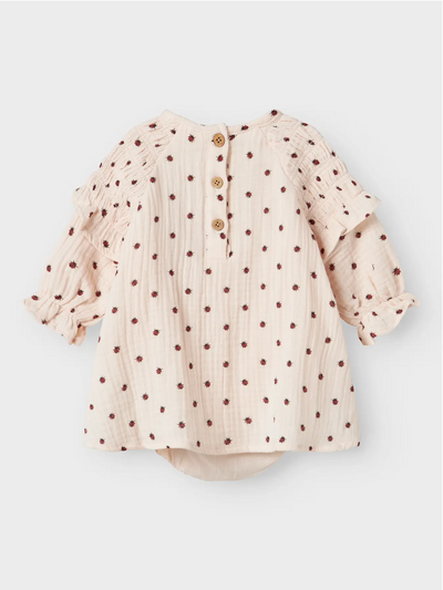 Lil Atelier - Body Kleid mit Marienkäfer 'NBFLILIA LS LOOSE SHIRT BODY LIL - Silver Peony'