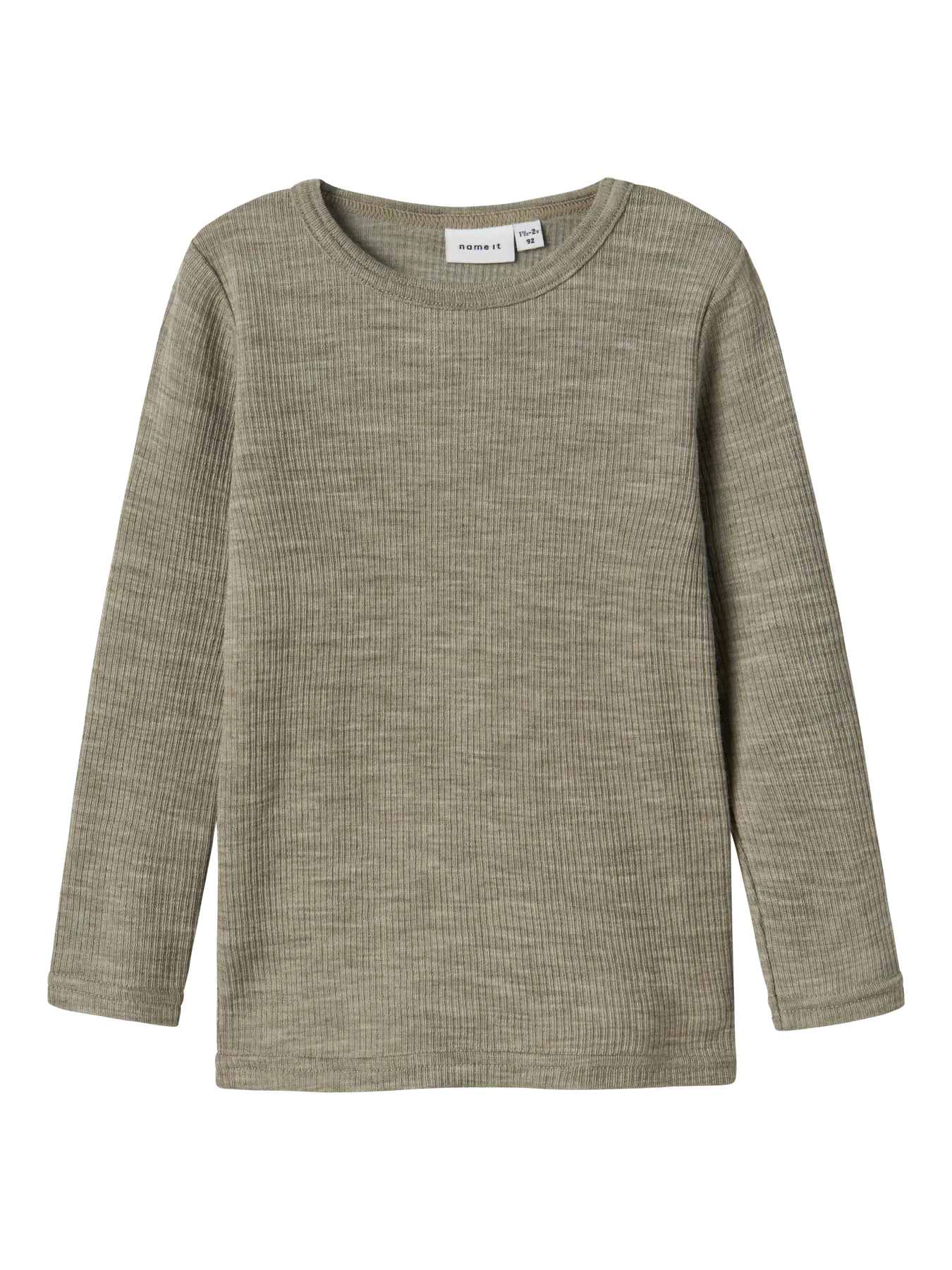 Name it - Shirt 'NMNWAX WOOL RIB LS TOP NOOS - Dried Sage'