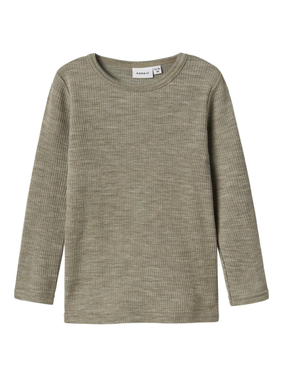 Name it - Shirt 'NMNWAX WOOL RIB LS TOP NOOS - Dried Sage'