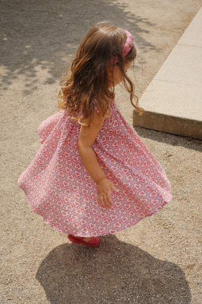 Konges Slojd - Musselin Kleid mit Herzen 'VIVIAN STRAP DRESS GOTS- FELICE ROSE'