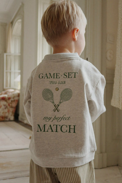Konges Slojd - Sweatshirt mit Tennisschläger 'SPOTTY LS POLO GOTS - OFF WHITE MELANGE'