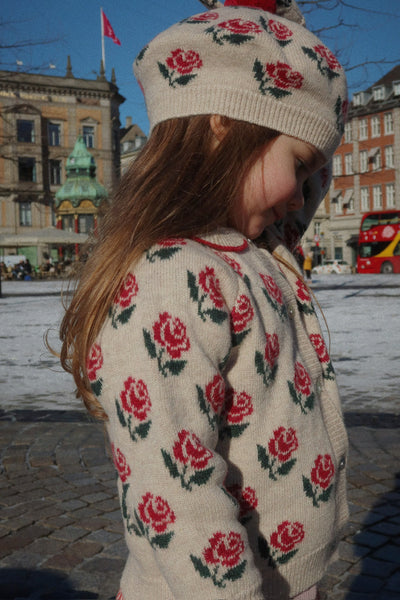 Konges Slojd - Strickjacke aus Rosen 'BELOU KNIT COLLAR CARDIGAN - ROSE'