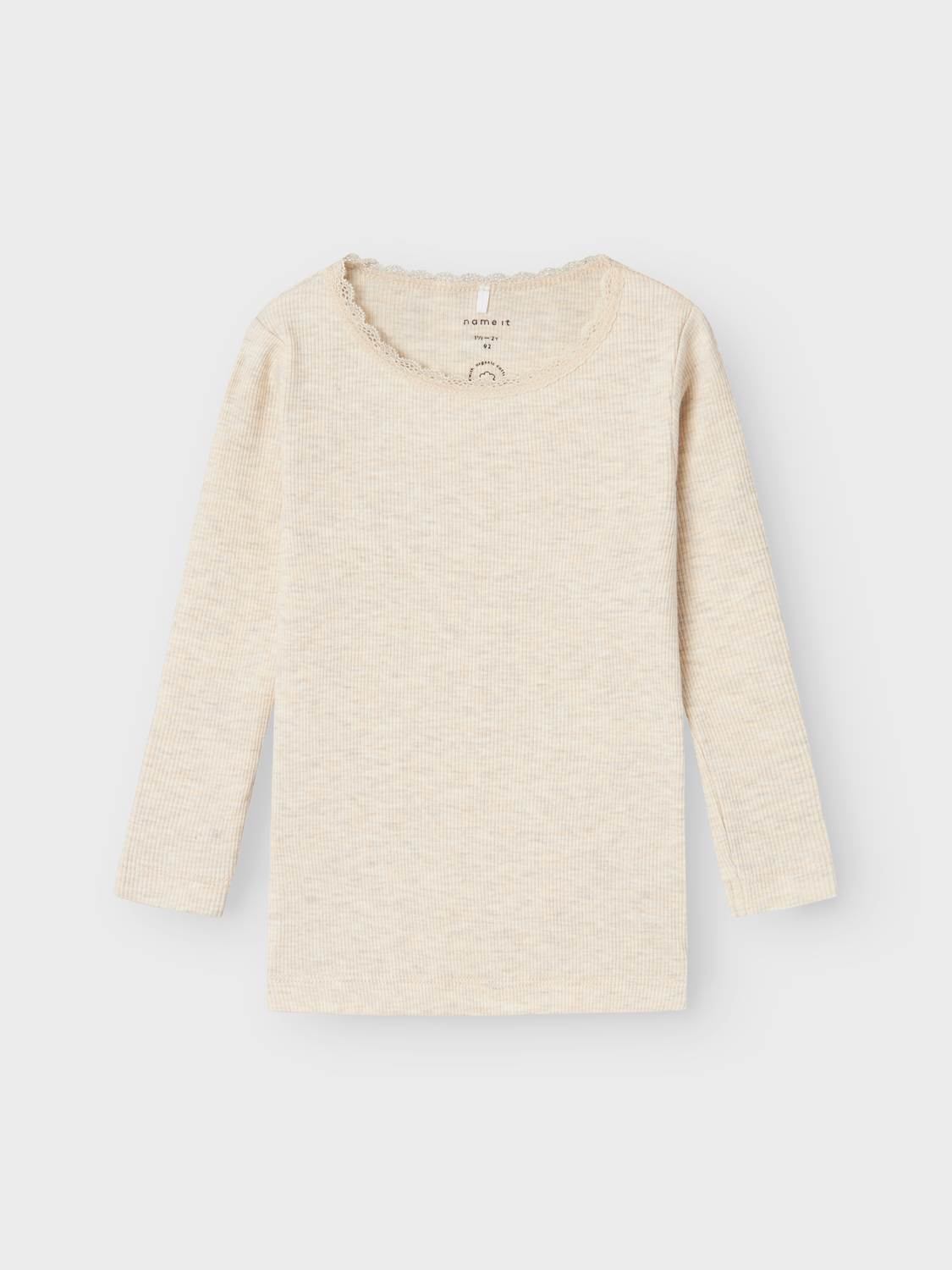 Name it - Langarmshirt in Beige 'NMFKAB LS TOP NOOS - Peyote Melange'