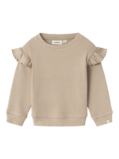 Lil Atelier - Langarm Shirt 'NMFSOPHIA LS LOOSE TOP LIL - Travertine MELANGE'