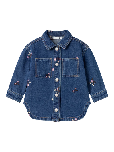 Name it - Jeansjacke mit Blumen 'NMFKAT EMB DNM JACKET 8775-ZA O - Dark Blue Denim'