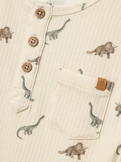 Lil Atelier - Langarm Shirt mit Dinos 'NMMGIO BON LS NREG TOP LIL - BIRCH AOP'