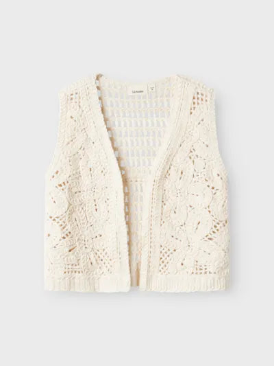 Lil Atelier - Pollunder mit Strickmuster 'NMFDAGNY LOOSE VEST LIL - Turtledove MELANGE'