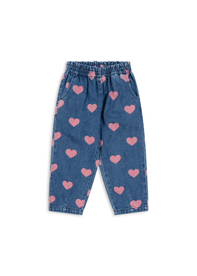 Konges Slojd - Jeans mit Herzen 'MAGOT FRILL PANTS GOTS - BON COEUR PINK'