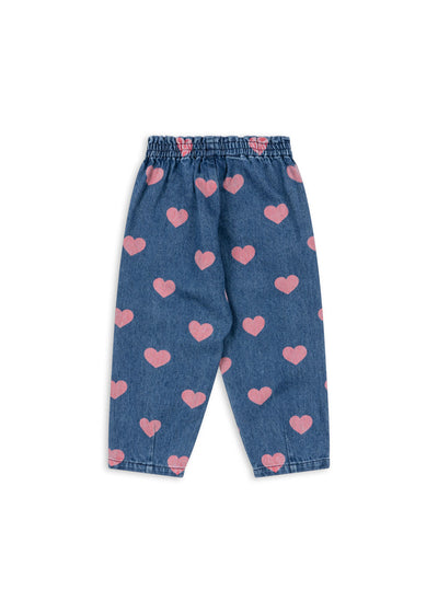 Konges Slojd - Jeans mit Herzen 'MAGOT FRILL PANTS GOTS - BON COEUR PINK'