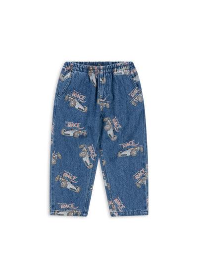 Konges Slojd - Jeans mit Rennautos 'MAGOT PANTS GOTS - Race Denim'