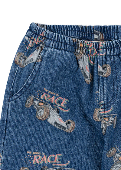 Konges Slojd - Jeans mit Rennautos 'MAGOT PANTS GOTS - Race Denim'