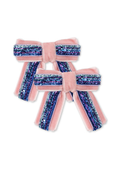 Konges Slojd - Haarspangen mit Schleifen '2 PACK VELVET BOW HAIR CLIPS - MELLOW ROSE'