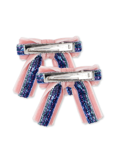 Konges Slojd - Haarspangen mit Schleifen '2 PACK VELVET BOW HAIR CLIPS - MELLOW ROSE'