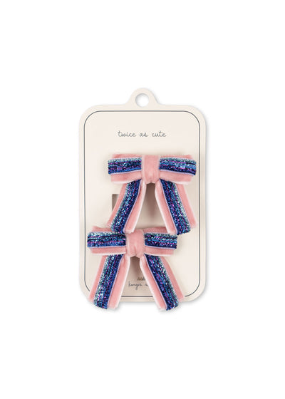 Konges Slojd - Haarspangen mit Schleifen '2 PACK VELVET BOW HAIR CLIPS - MELLOW ROSE'