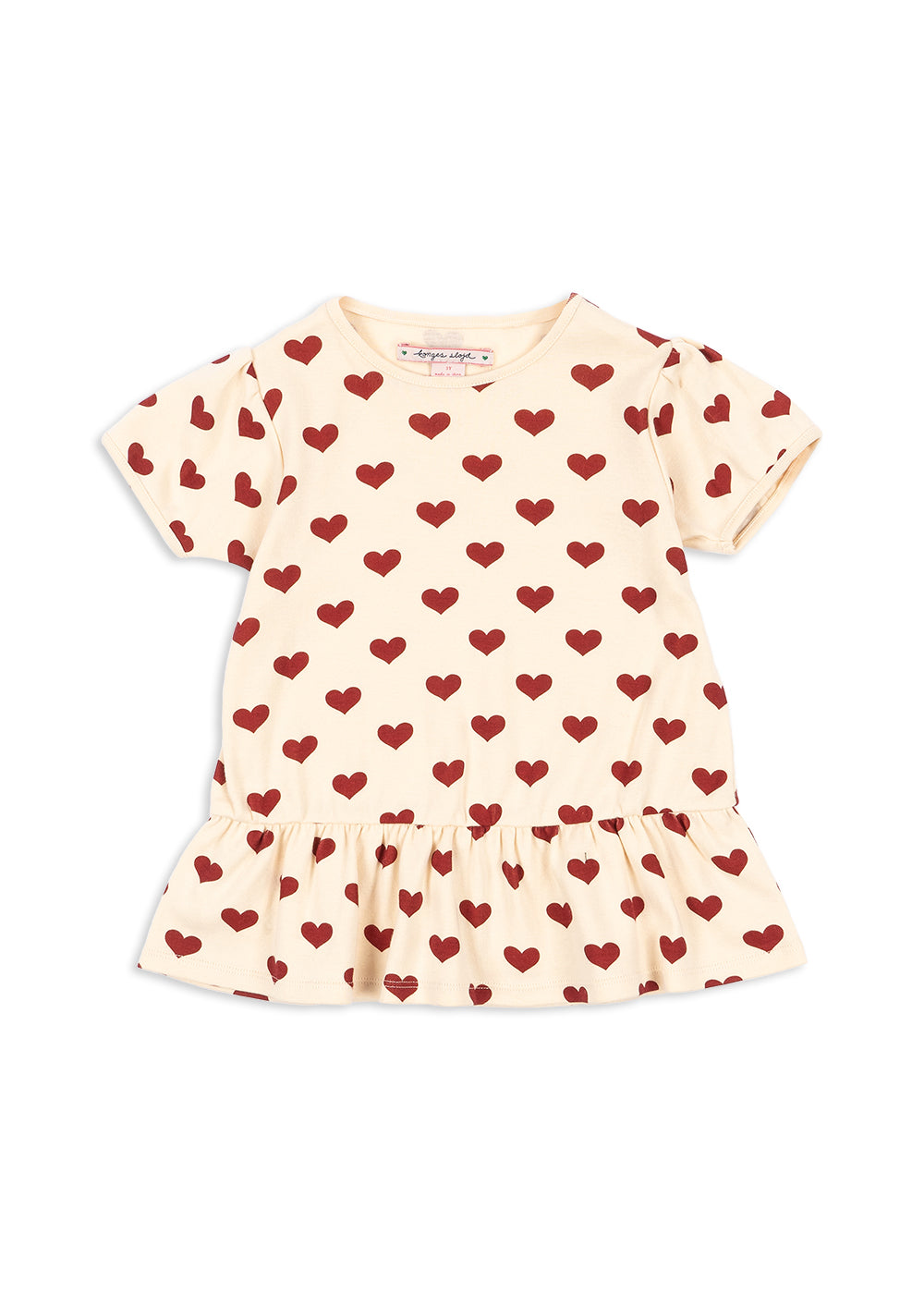 Konges Slojd - T-shirt mit Herzen 'CLASSIC TEE GOTS - AMOUR ROUGE'