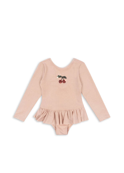 Konges Slojd - Badeanzug mit Kirsche 'JADE LS SWIMSUIT - EVENING SAND'