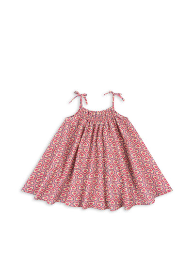 Konges Slojd - Musselin Kleid mit Herzen 'VIVIAN STRAP DRESS GOTS- FELICE ROSE'