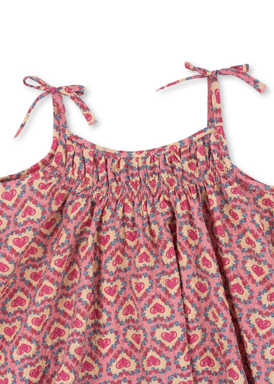 Konges Slojd - Musselin Kleid mit Herzen 'VIVIAN STRAP DRESS GOTS- FELICE ROSE'