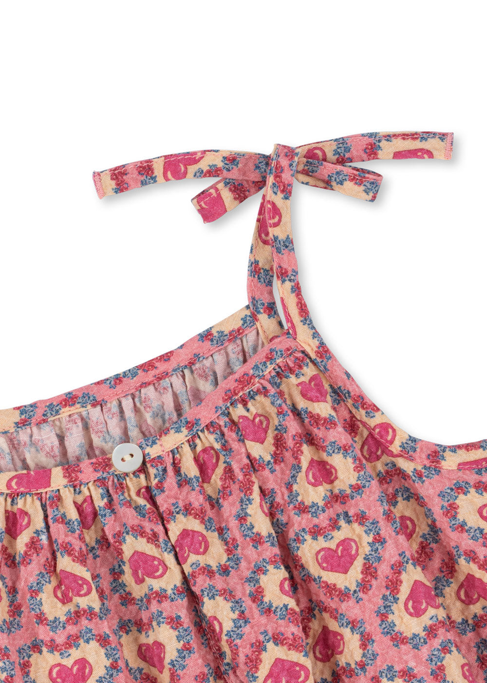 Konges Slojd -  Musselin Romper mit Herzen 'VIVIAN STRAP ROMPER GOTS - FELICE ROSE'