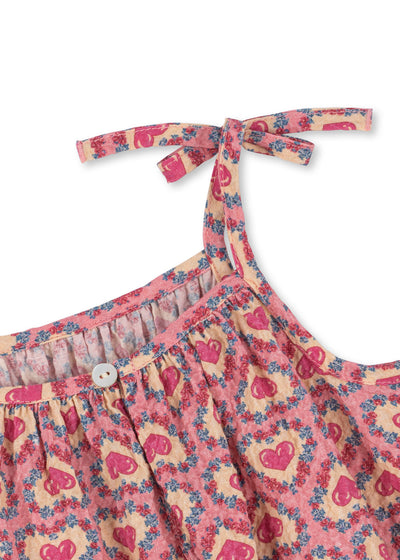 Konges Slojd -  Musselin Romper mit Herzen 'VIVIAN STRAP ROMPER GOTS - FELICE ROSE'