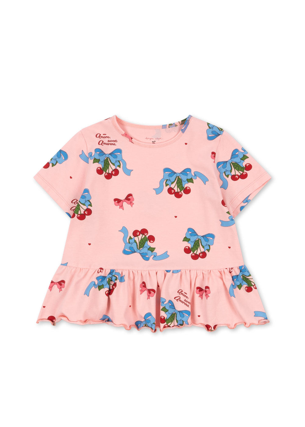 Konges Slojd - T-shirt mit Herzen 'BASIC FRILL TEE GOTS - AMARENA'