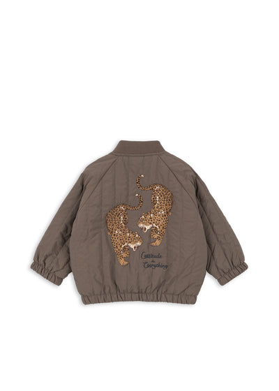 Konges Slöjd - Bomber Jacke mit Leoparden 'JUNO BOMBER JACKET - WALNUT'