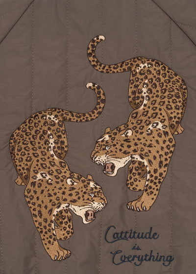 Konges Slöjd - Bomber Jacke mit Leoparden 'JUNO BOMBER JACKET - WALNUT'