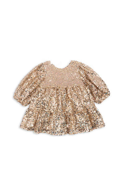 Konges Slojd - Kleid mit Glitzer 'LILA SEQUINS BOW DRESS - GOLD GLITTER'