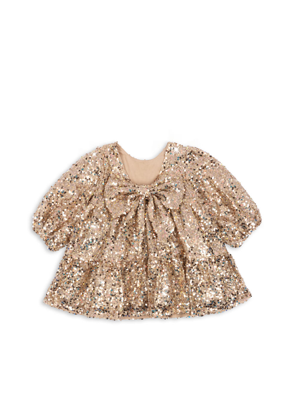 Konges Slojd - Kleid mit Glitzer 'LILA SEQUINS BOW DRESS - GOLD GLITTER'