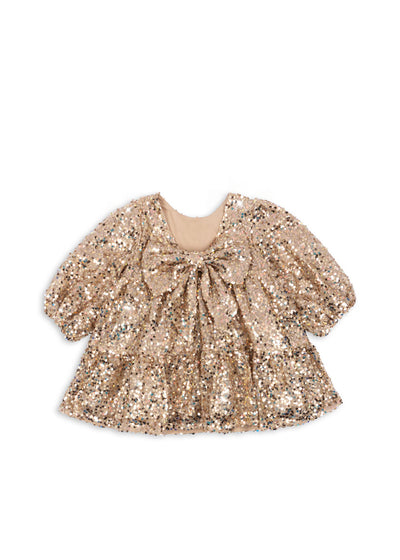 Konges Slojd - Kleid mit Glitzer 'LILA SEQUINS BOW DRESS - GOLD GLITTER'