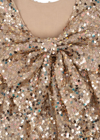 Konges Slojd - Kleid mit Glitzer 'LILA SEQUINS BOW DRESS - GOLD GLITTER'