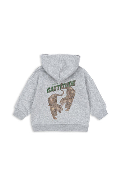 Konges Slojd - Sweatshirt mit Reißverschluss Leoparden 'LOU SWEAT ZIP HOOD OCS - GREY MELANGE'