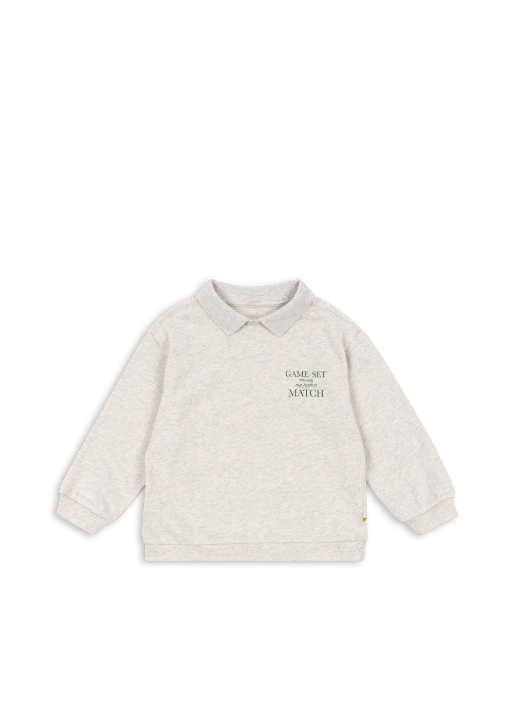 Konges Slojd - Sweatshirt mit Tennisschläger 'SPOTTY LS POLO GOTS - OFF WHITE MELANGE'