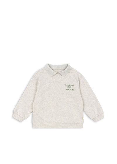 Konges Slojd - Sweatshirt mit Tennisschläger 'SPOTTY LS POLO GOTS - OFF WHITE MELANGE'