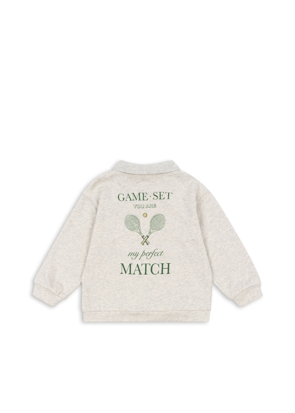 Konges Slojd - Sweatshirt mit Tennisschläger 'SPOTTY LS POLO GOTS - OFF WHITE MELANGE'