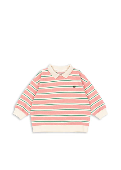 Konges Slojd - Sweatshirt mit Streifen 'SPOTTY LS POLO GOTS - BLUSH BOUND STRIPE'