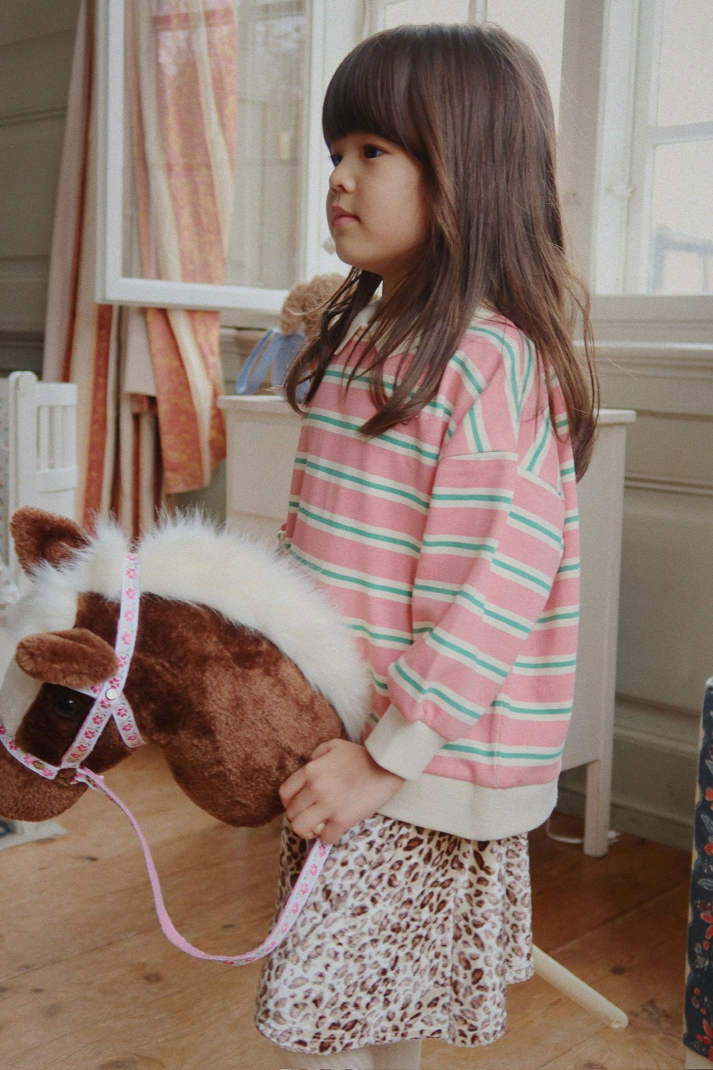 Konges Slojd - Sweatshirt mit Streifen 'SPOTTY LS POLO GOTS - BLUSH BOUND STRIPE'