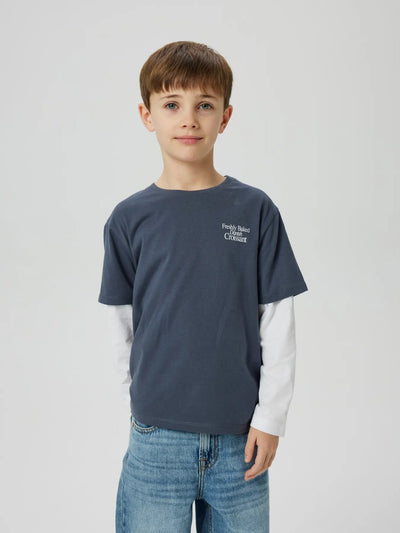 Name it - T-shirt 'NKMDUSTER NREG SS TOP - Ombre Blue CROISSANT'