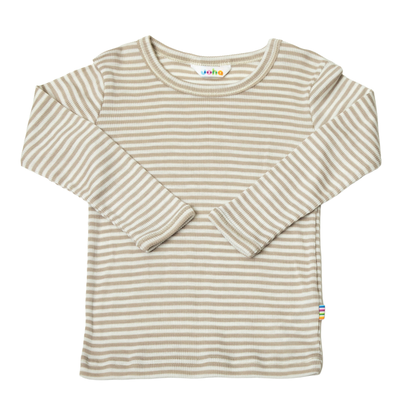 Joha - Langarm Shirt aus Wolle/Seide 'Blouse w/long sleeves - Beige Striped'