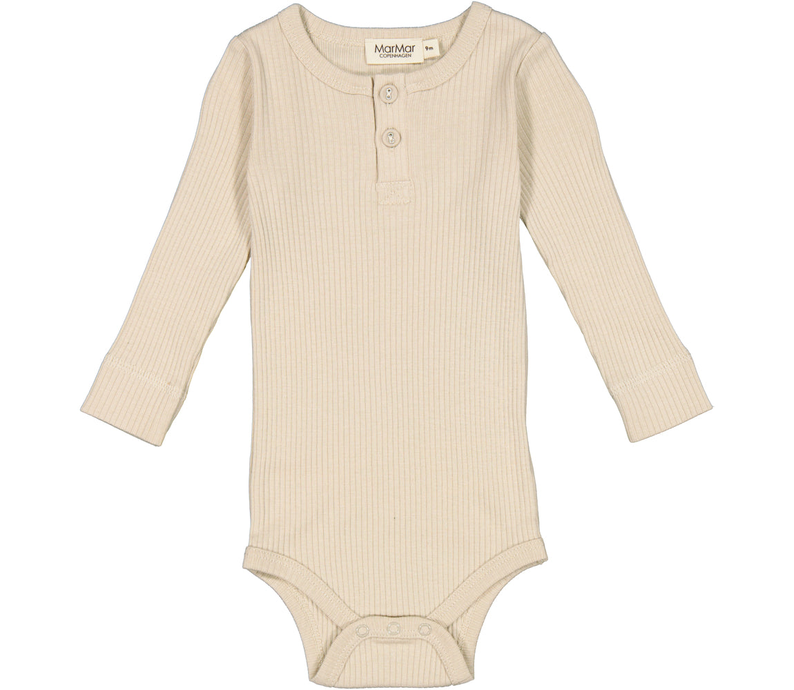 Marmar - Gerippter Langarmbody 'Body LS, Modal - Grey Sand'