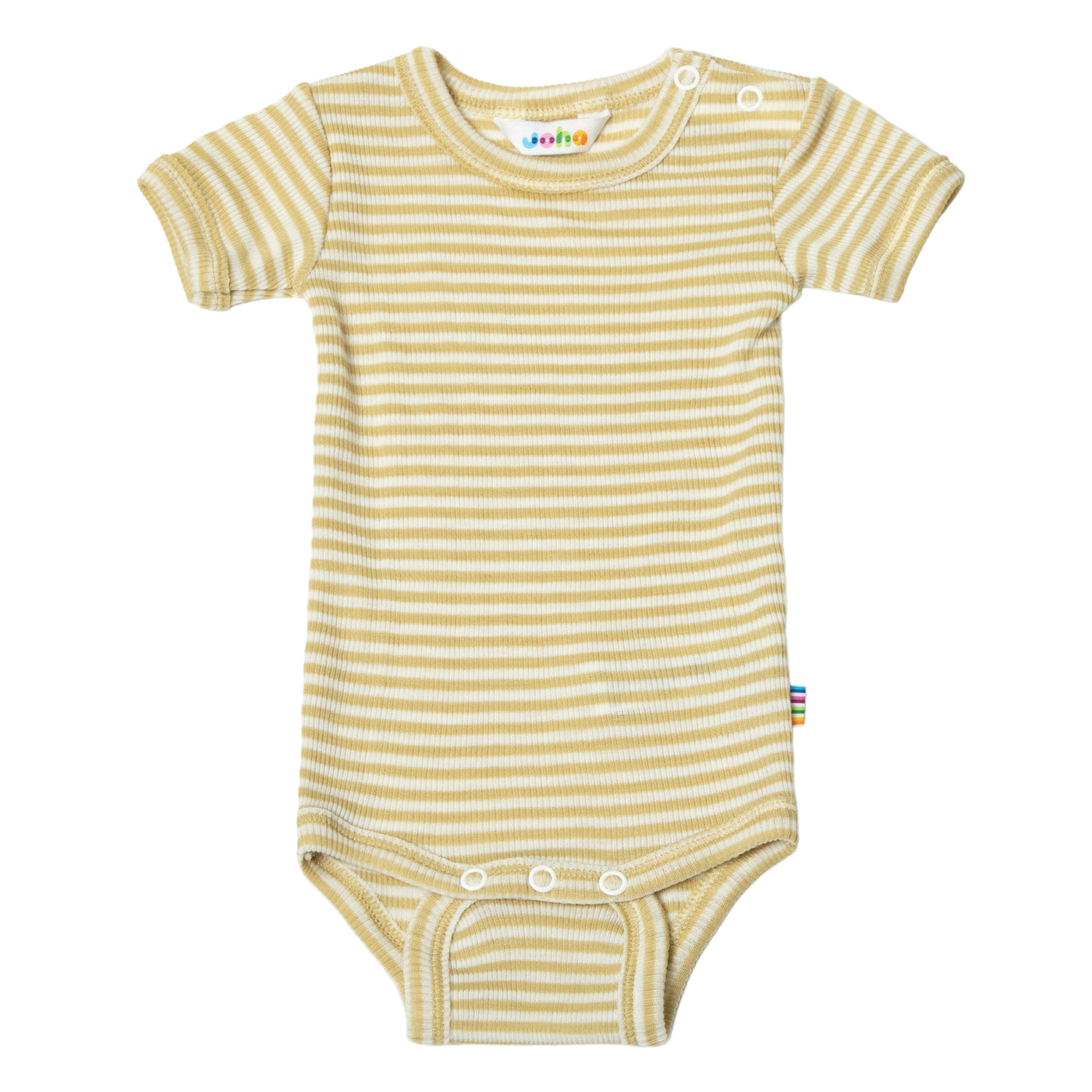 Joha - Kurzarm Body aus Wolle/Seide - 'Body w/short sleeves - Gelb Striped'