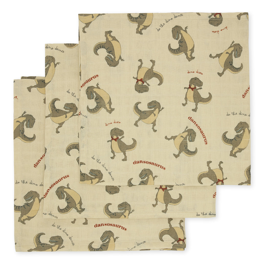Konges Slojd - Mulltücher '3 PACK MUSLIN CLOTH GOTS - DANSOSAURUS'
