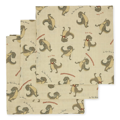Konges Slojd - Mulltücher '3 PACK MUSLIN CLOTH GOTS - DANSOSAURUS'
